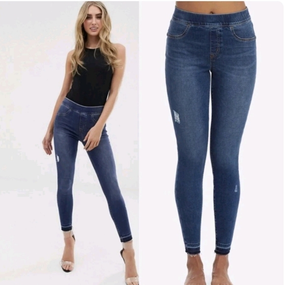 SPANX Denim - Spanx High Rise Distressed Skinny Ankle Jeans Small